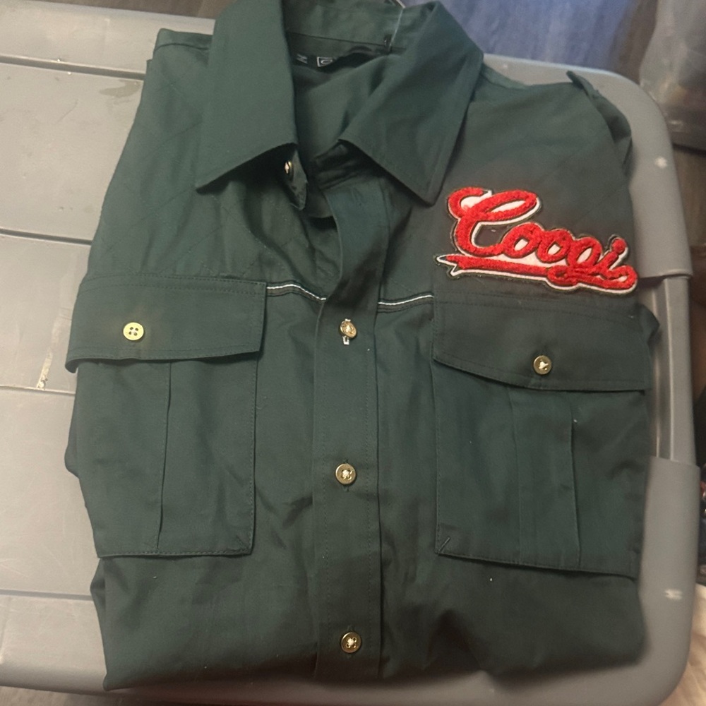 Green Coogi long sleeve Embroidered Button-Up Shirt